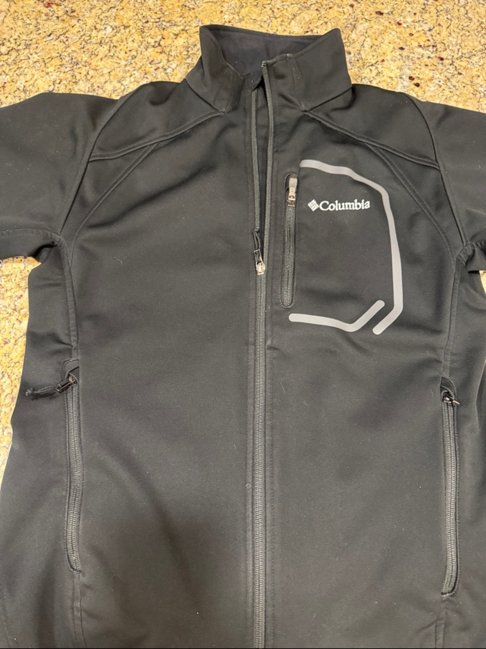 Columbia Black Softshell Jacket with Reflective Chest Accent